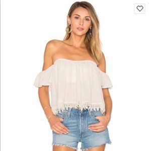 $148 TULAROSA Off-Shoulder AMELIA Speckled CROP Top ( S )